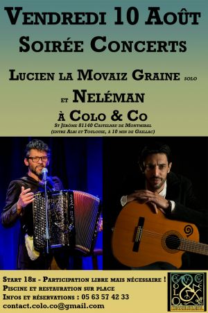 Soirée concerts avec Lucien la Movaiz Graine SOLO et Neléman à Colo & Co