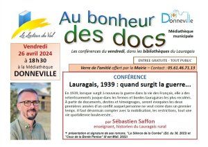 Conférence à Donneville : "Lauragais, 1939 : quand surgit la guerre...", par Sébastien Saffon, le 26 avril