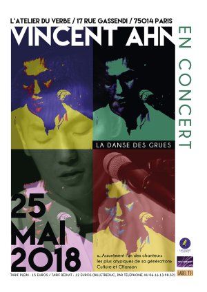 Vincent Ahn en concert : La Danse des Grues 25/05/2018, L'Atelier du Verbe, Paris