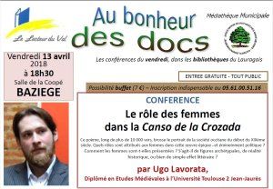 Conférence : Le rôle des femmes dans "La Canso de la Crozada", par Ugo Lavorata