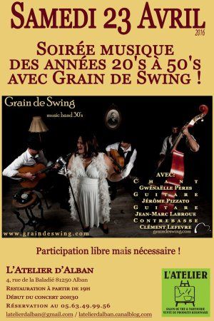 Soirée musique des années 20's à 50's avec Grain de Swing !