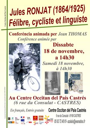 Conférence Jules RONJAT (1864/1925) Félibre, cycliste et linguiste