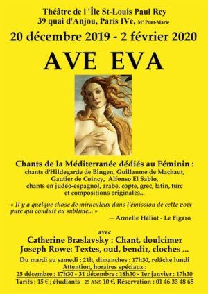 20/12/2019 - 2/02/2020 : 'AVE EVA' au Théâtre de l'Île Saint-Louis