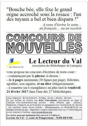 Concours de nouvelles, en français ou en occitan, jusqu'au 21 février