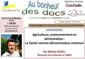 Conférence : "Agriculture, environnement et alimentation : la santé comme dénominateur commun", par Michel Duru