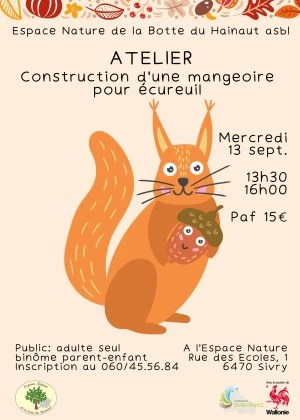 Atelier - Construction d'une mangeoire pour écureuil