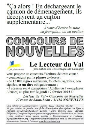 Concours de nouvelles, en français ou en occitan, jusqu'au 17 février 2022