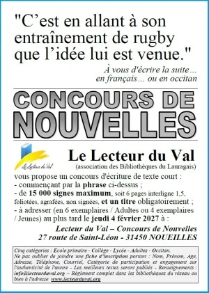Concours de nouvelles, en français ou en occitan, jusqu'au 4 février 2027