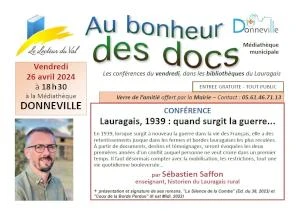 Conférence à Donneville : "Lauragais, 1939 : quand surgit la guerre...", par Sébastien Saffon, le 26 avril