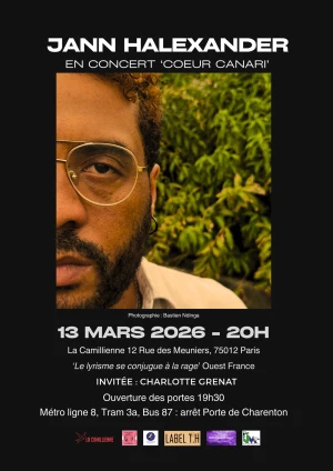 Jann Halexander en concert 'Coeur Canari' à la Camillienne, 13/03/2026, Paris
