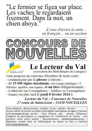 Concours de nouvelles, en français ou en occitan, jusqu'au 8 février 2024