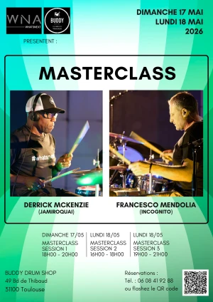 MASTERCLASS DUO BATTERIE DERRICK MCKENZIE (JAMIROQUAI) ET FRANCESCO MENDOLIA (INCOGNITO)