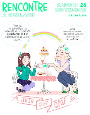 L'illustratrice et la rédac du Julie Mag chez Gigiland 