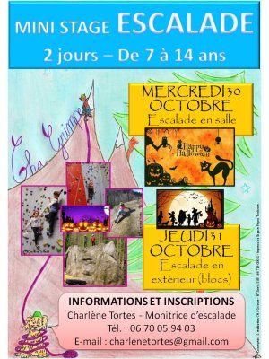 Mini Stage d'ESCALADE - Mercredi 30 et jeudi 31 octobre 2019