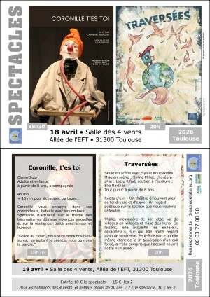 Une soirée, 2 spectacles : Coronille T'es Toi - Traversées
