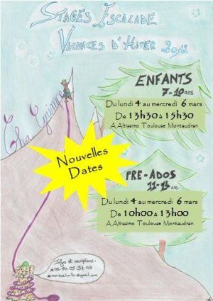 STAGE D'ESCALADE Enfants et Pré-ados - Nouvelles dates - VACANCES D'HIVER
