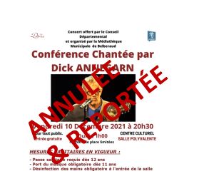 ANNULATION ET REPORT - Conférence chantée par Dick Annegarn