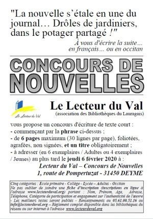 Concours de nouvelles, en français ou en occitan, jusqu'au 6 février 2020