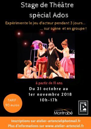 Stage de théâtre pour adolescents vacances Toussaint 2018 (proche Toulouse)