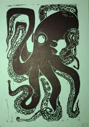 Lumière, contraste et composition Linogravures par Prune