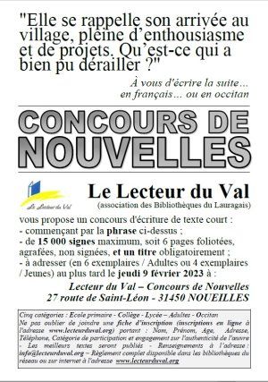 Concours de nouvelles, en français ou en occitan, jusqu'au 9 février 2023