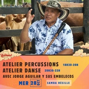 Atelier musiques traditionnelles du Caraïbe colombien avec Jorge Aguilar y sus Embelecos