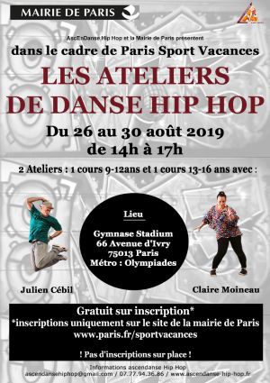 Stage de danse hip hop Paris Sport Vacances