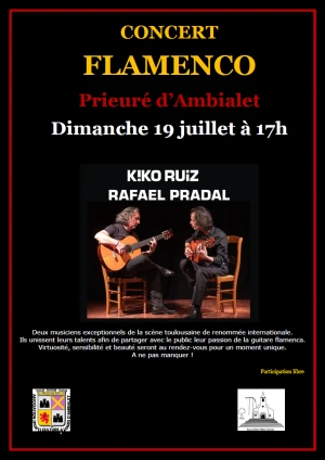 Concert flamenco Prieuré d'Ambialet - 19 juillet 2026 à 17h - Kiko Ruiz et Rafaël Pradal