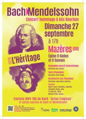 Mazères concert Bach et Mendelssohn, Voix d'Apamée, A Contretemps, Orchestre baroque les Passions