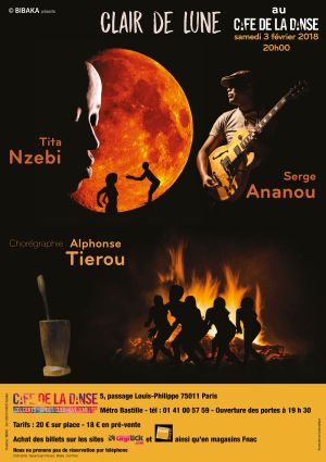  Spectacle 'CLAIR DE LUNE' 3/02/2018 au Café de la Danse, avec Tita Nzebi, Alphonse Tierou, Serge Ananou