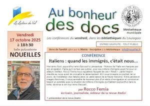 Conférence à Noueilles : "Italiens : quand les immigrés, c'était nous", par Rocco Femia, le 17 octobre 2025