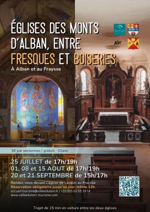 Eglises des Monts d'Alban, entre fresques et boiseries.