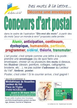 Concours d'Art postal, dans le cadre de l'opération "Dis-moi dix mots", jusqu'au 30 mars 2026