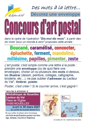 Concours d'Art postal, dans le cadre de l'opération "Dis-moi dix mots", jusqu'au 30 mars 2027