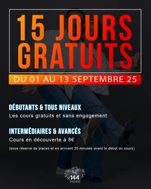 15 jours gratuits au 144 Dance Studio