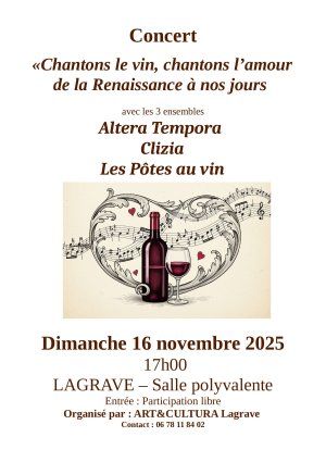 Chantons le vin, chantons l'amour de la Renaissance à nos jours.