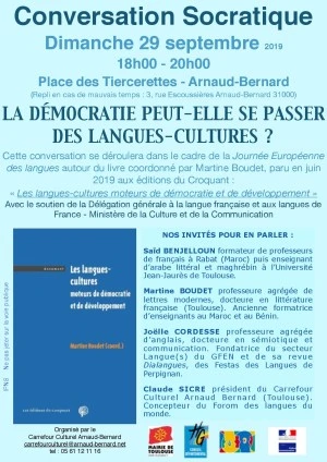 Conversation Socratique :LA DÉMOCRATIE PEUT-ELLE SE PASSER DES LANGUES-CULTURES ?"