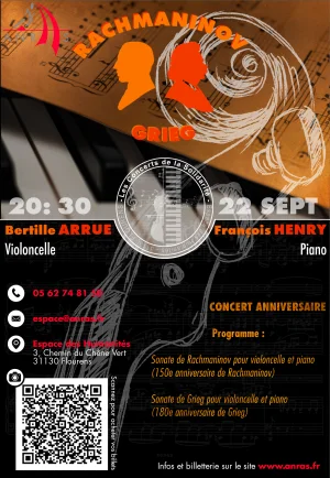 CONCERT - Les sonates pour violoncelle et piano de Grieg et Rachmaninov à l'Espace