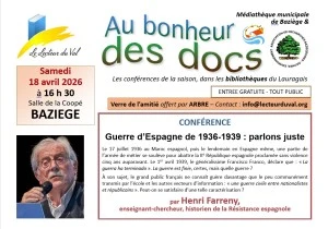 Conférence à Baziège : "Guerre d'Espagne de 1936-1939 : parlons juste !", par Henri Farreny