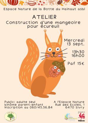 Atelier - Construction d'une mangeoire pour écureuil