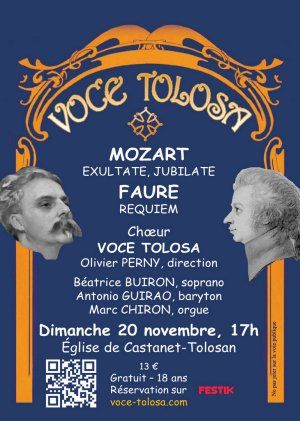 Concert Ensemble vocal VOCE TOLOSA à Castanet-Tolosan - Mozart, Fauré